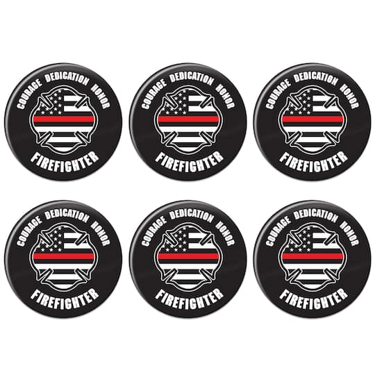 Beistle 2" Red Stripe Courage Dedication Honor Firefighter Buttons, 6ct.
